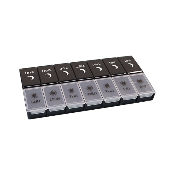 Large Pill Organizer 2 Times a Day, Weekly Box Per AM PM Case, Day Night Container 7 Vitamin Case Twice