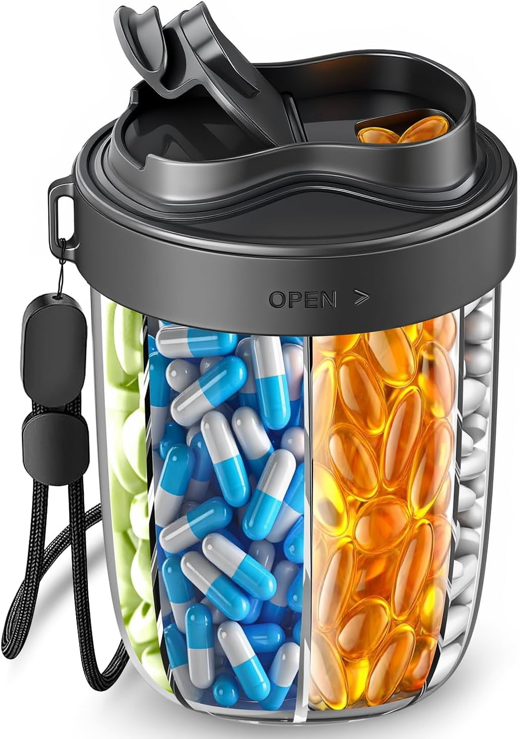 Large Pill Organizer with 7 Large Compartments - Portable Pill ...