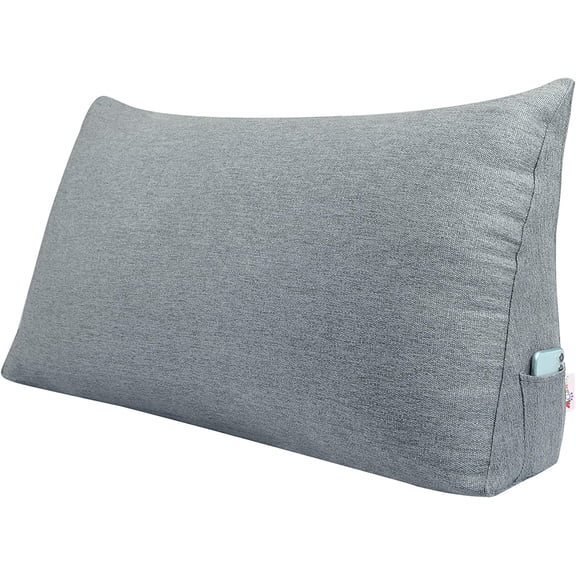 Large Pillow Headboard Triangular Headboard Daybed Pillows Large Bolster Triangular Headboard Backrest Suitable for Sofa and BedRemovable for Washing Grey Queen