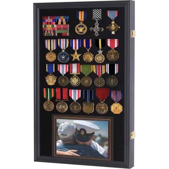 Large Pin Display Case - 25" X 16" Pin Collection Display with 98% UV Protection Acrylic Door for Military Medals, Beach Tags, Jewelry Pins, Pin Gift, Insignia Ribbons, Pin Collectibles
