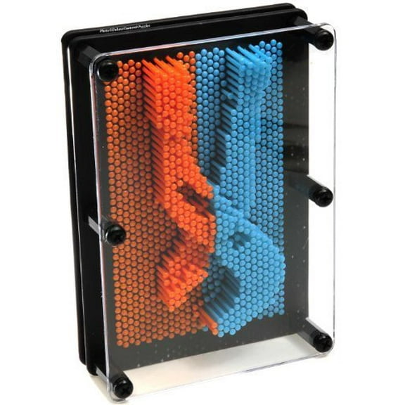 Large Pin Prints _ Pin Art _ Image Captor in Neon Orange and Blue