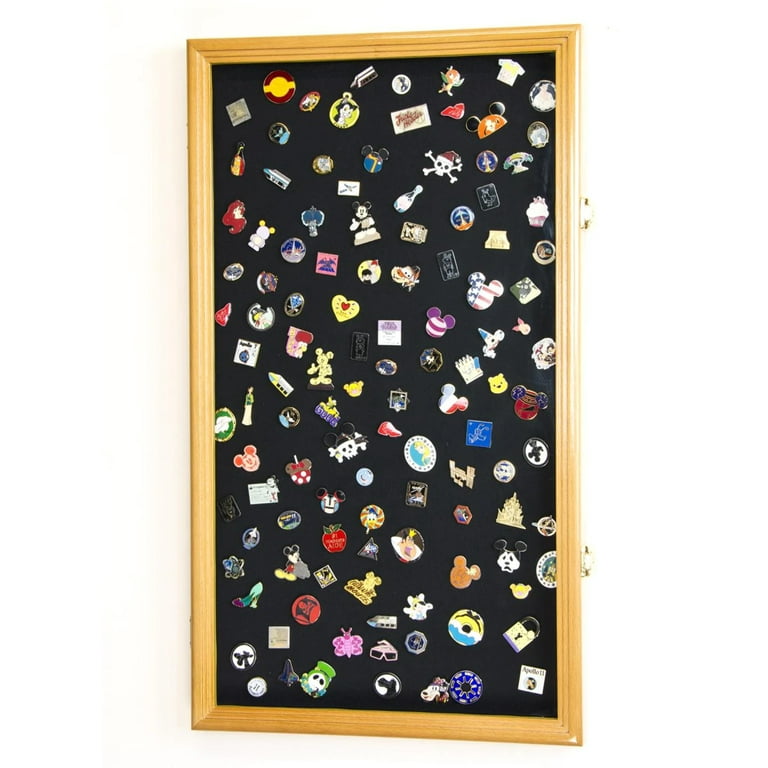 Large Pin, Ribbons, Medals, Buttons, Shells Disney Pins Display Case  Cabinet 