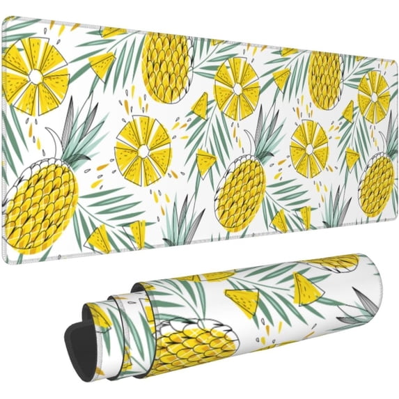 Large Pineapple Gaming Mouse Pad 31.5x11.8 Inch XL Mouse Pad Mat with NonSlip Base Desk Pad Mat Stitched Edges for Home Office Game, Perfect for Gamers Who Love Tropical Vibes