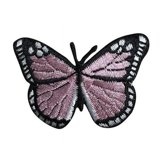 Large - Pink/Black Monarch Butterfly - Iron on Applique/Embroidered Patch