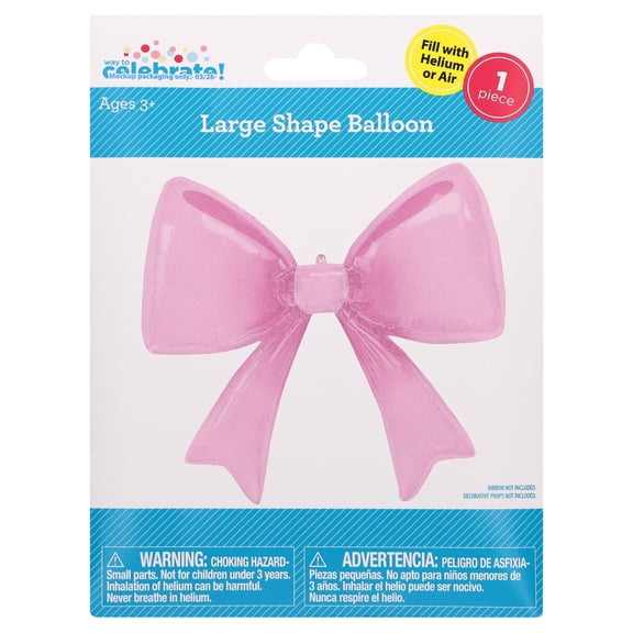 Large Pink Bow-Shaped Foil Balloon, by Way To Celebrate