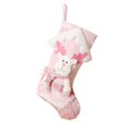 thumbnail image 1 of Large Pink Christmas Stocking with 3D Plush Reindeer Figure, 16.54in Xmas Hanging Ornament Shiny Gift Bag with Rope for Holiday and Party, 1 of 4