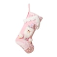 thumbnail image 1 of Large Pink Christmas Stocking with 3D Plush Santa Claus Figure, 16.54in Xmas Hanging Ornament Shiny Gift Bag with Rope for Holiday and Party, 1 of 4