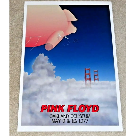 Large Pink Floyd Oakland 1977 Concert Poster, 19"x13" RARE! Animals Tour