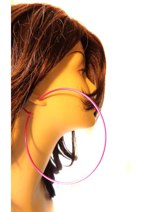 Large Pink Hoop Earrings 3.5 inch Hoop Earrings 2 pairs