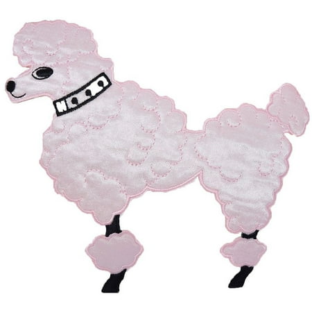 Large - Pink Poodle - Facing Left - Iron on Applique/Embroidered Patch