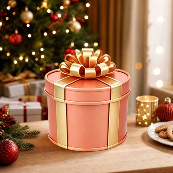 Large Pink Round Nesting Prank Gift Boxes with Gold Bow Lid for Christmas Gag Gifts, 1 Set