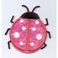 thumbnail image 1 of Large - Pink Satin Ladybug - Iron On Embroidered Applique Patch, 1 of 1