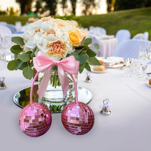 Large Pink and Blue Bow Decoration Ball, 20cm Nylon Spandex Fabric Party Decor for Christmas Tree, Gifts, Home Desktop, Holiday and Celebration