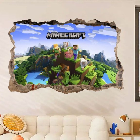 Large Pixel Style Wall Decor 47.2 x 31.5 Inch, One-Piece Pixel Art Wall Decal, Waterproof Self-Adhesive Removable Wall Sticker, Eco-Friendly Print for Bedroom Game Room Decoration