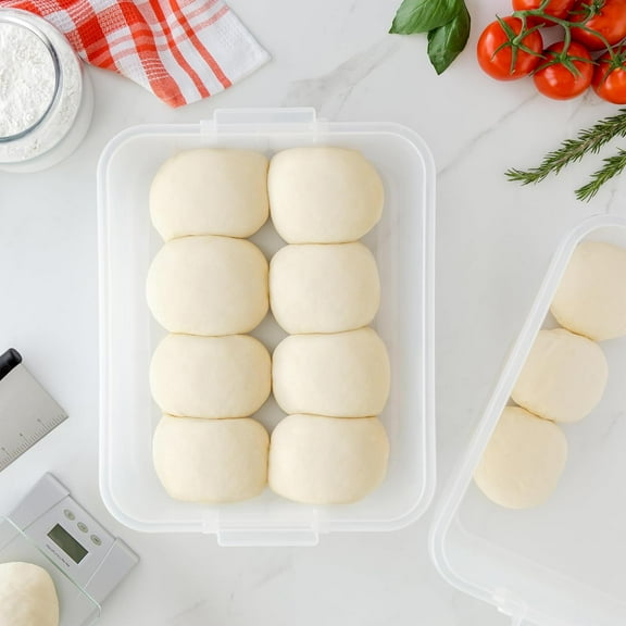Large Pizza Dough Proofing Box with 2 Trays and 2 Lids, 17.3 x 13.4, Pizza Dough Container with Lid Fits 6-8 Dough Balls, Pizza Dough Tray With Convenient Carry Handle (Grey)
