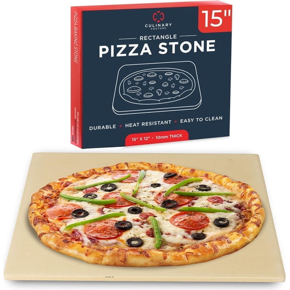 Large Pizza Stone for Oven – 15 x 12 inch Rectangular Pizza Stone for Grill, Even Heating for Perfect Crispy Crusts! Crack Resistant and Easy to Clean, Pizza Making Accessories