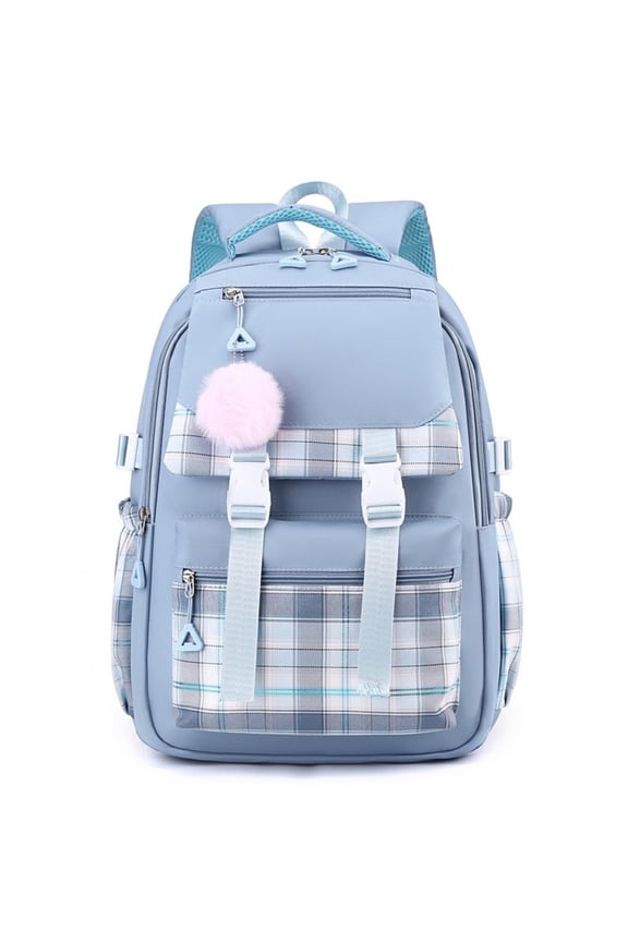 Large Plaid Backpack Multi Compartment Lightweight Casual Daypack for School, College & Travel