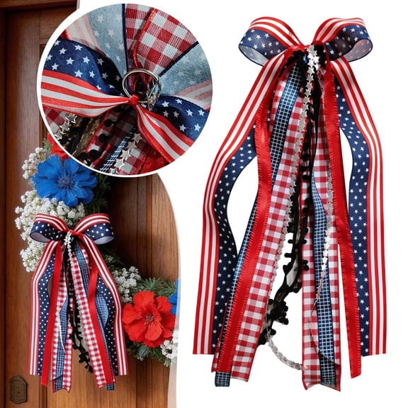 Large Plaid Decorative Bow For Front Door Wreath, Wall Hanging Accents, Mailbox Topper, Garland Swag And Seasonal Party Home Decor, C
