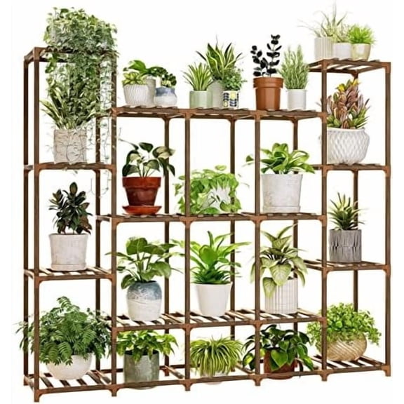 Large Plant Shelf Indoor Plant Shelf Outdoor Tall Wood Plant Holder for Living Room Multiple Plants Patio Balcony Garden 17 Pots