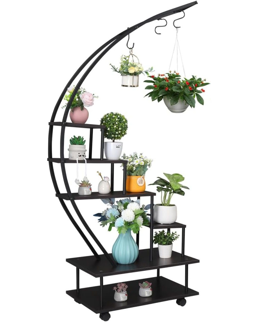 Large Plant Stand, Kanavi Plant Stand Indoor 6 Tier with Hanging Hook
