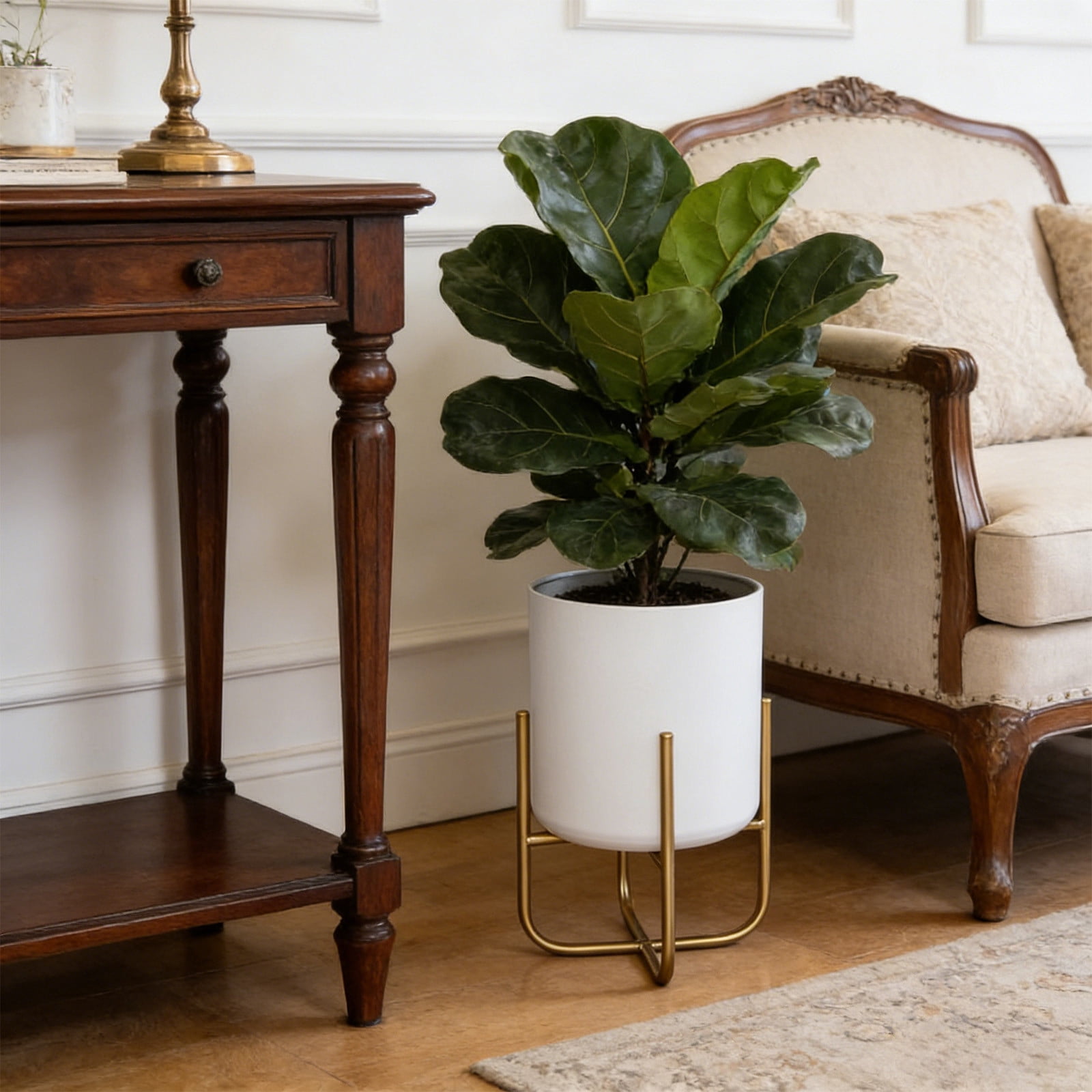 Large Planters with Stand, Decorative Floor Planters, Metal Pots with ...