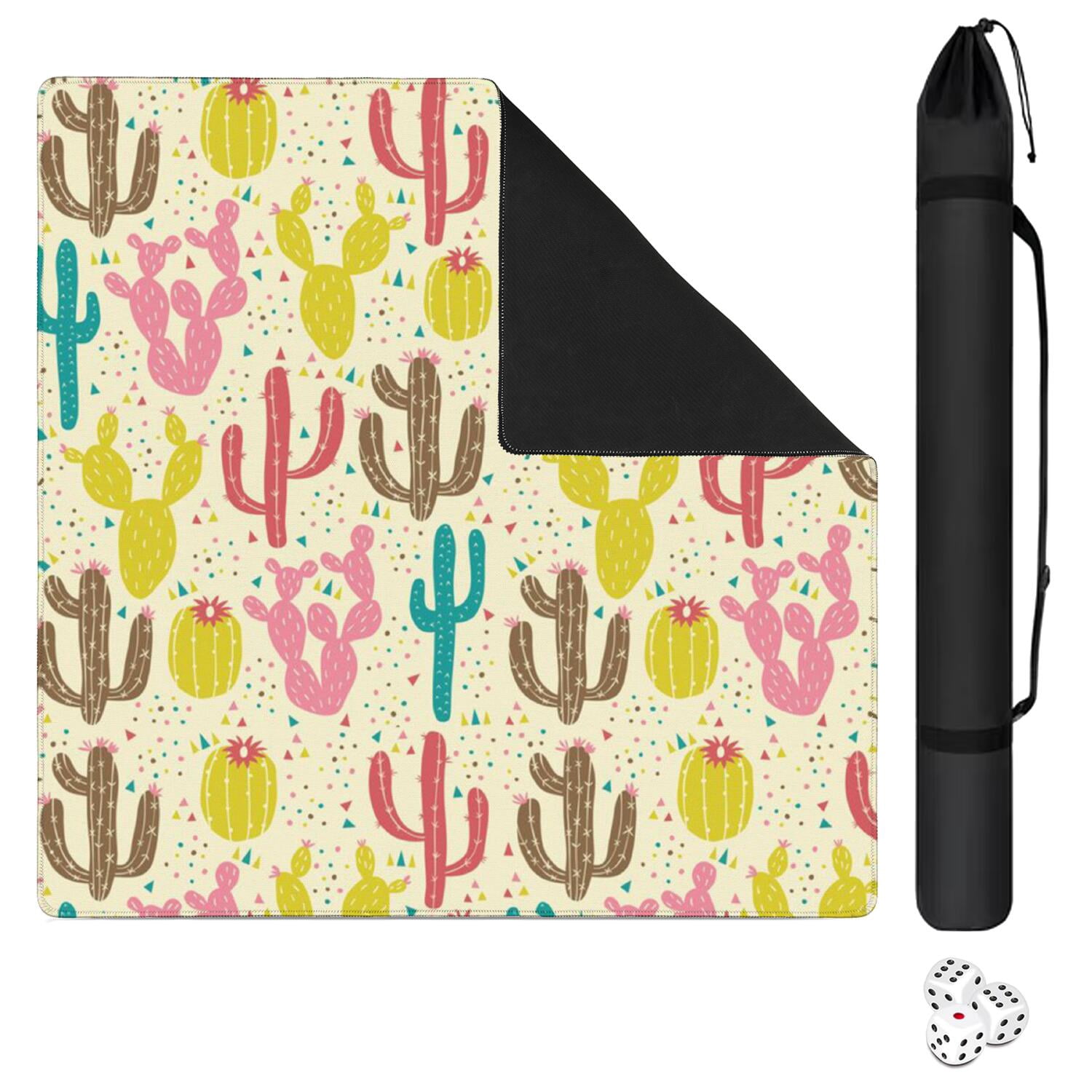 Large Plants Design Mahjong Pad 31.5x31.5 Inches Constructed from Durable Rubber Featuring Anti-Slip Non-Slip Backing and Noise Reduction for Card Games