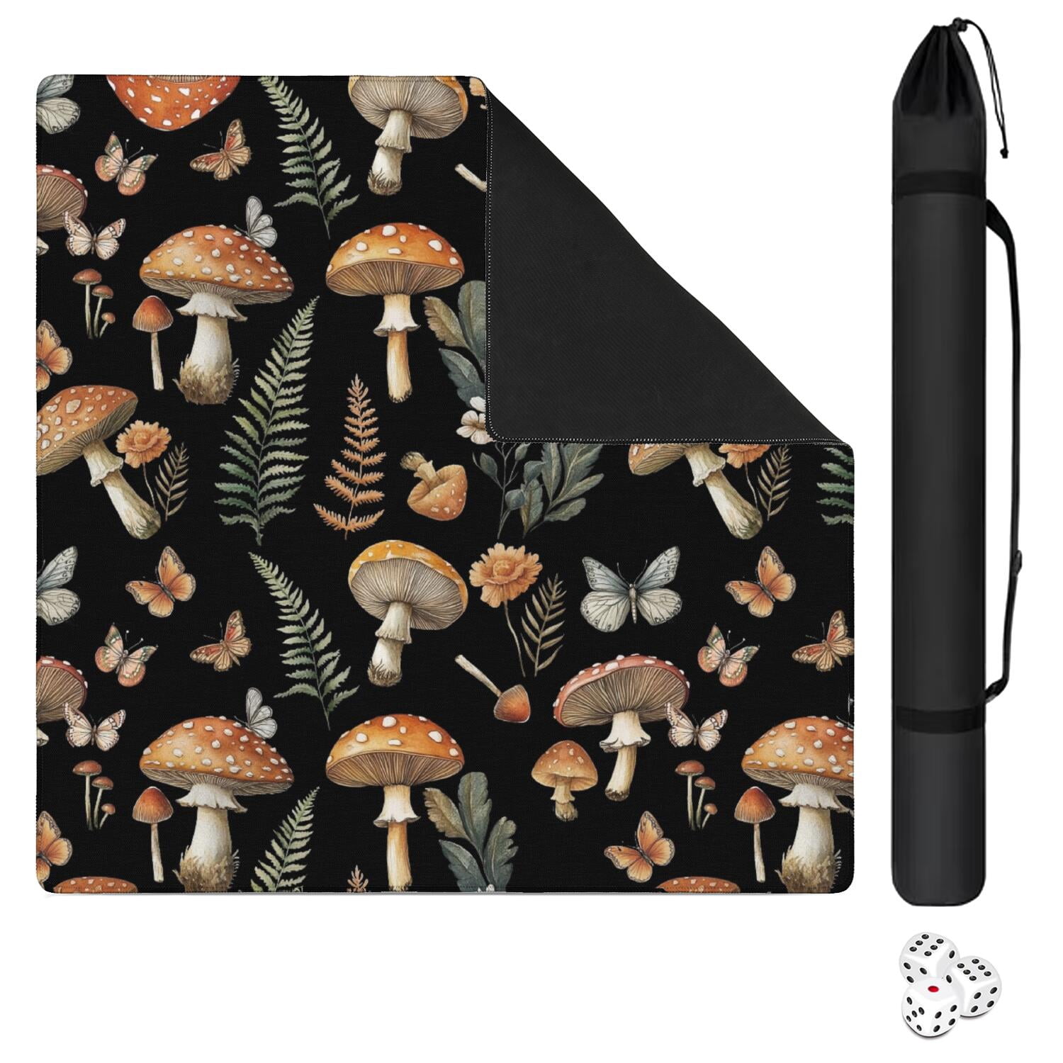 Large Plants Pattern Game Mat 31.5x31.5 Inches Constructed from Premium Rubber with Anti-Slip Grip and Noise Dampening for Cards Tiles Games