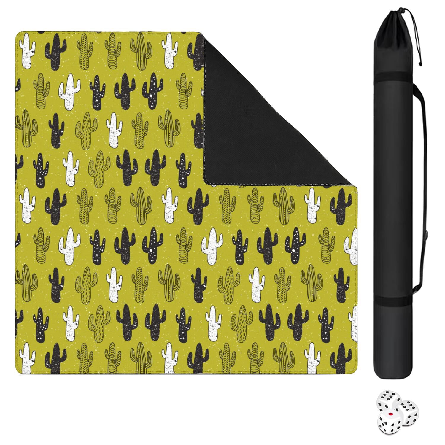 Large Plants Pattern Game Mat 31.5x31.5 Inches Constructed from Premium Rubber with Anti-Slip Grip and Noise Dampening for Cards Tiles Games