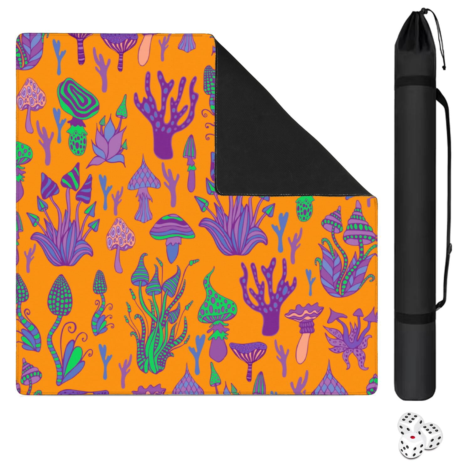 Large Plants Pattern Game Mat 31.5x31.5 Inches Constructed from Premium Rubber with Anti-Slip Grip and Noise Dampening for Cards Tiles Games