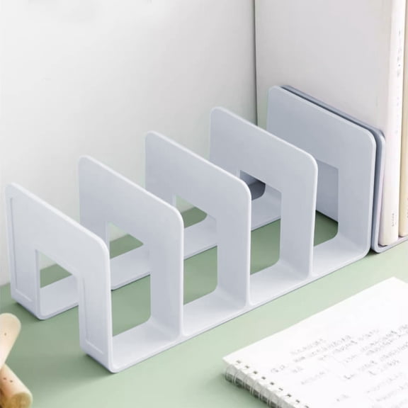 Large Plastic Book Stand for Desk | Student Bookshelf with Book Stopper | Desktop Book Organizer & Storage Baffle | Blue, White, Green