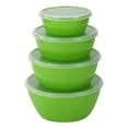 thumbnail image 1 of Large Plastic Bowl,Mixing Bowls with Lids Set of 4 Lightweight Serving Bowl with lid,Nesting Plastic Salad Bowls with Lids for Kitchen Prepping,Baking,Serving,Dishwasher Safe,Green, 1 of 6