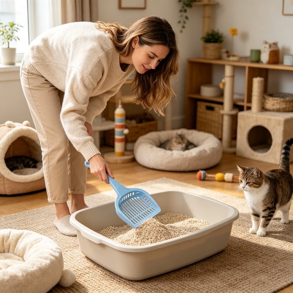 Large Plastic Cat Litter Shovel Set, Thickened Deep Slot Filter Waste Collector for Cats and Dogs, Non Stick Easy Clean Ergonomic Grip Litter Scoop, Durable Daily Pet Litter Box Tool