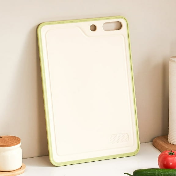 Large Plastic Cutting Board with Juice Grooves and Non-Slip Border, Double-Sided Design with Hang Hole for Kitchen Food Preparation - Measures 15.74"x10.62" (Green, 1pc)