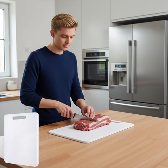 Large Plastic Cutting Board with Non-Slip Grip and Hanging Hole for Meat, Vegetables, and Food Prep