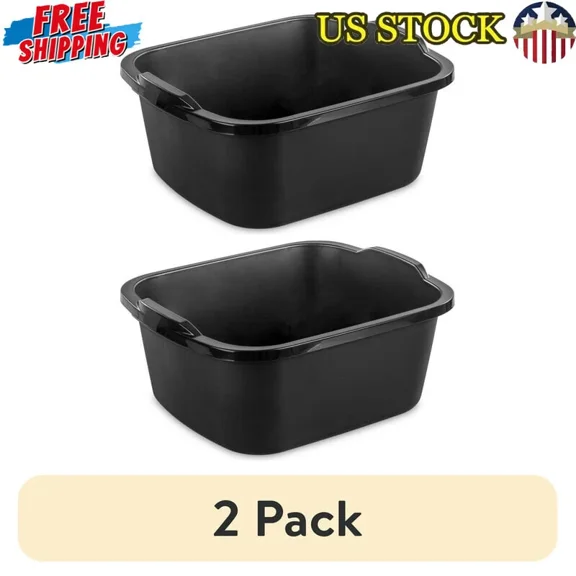 Large Plastic Dishpan 18 Qt W/ Handles For Washing Soaking Cleaning Storage New