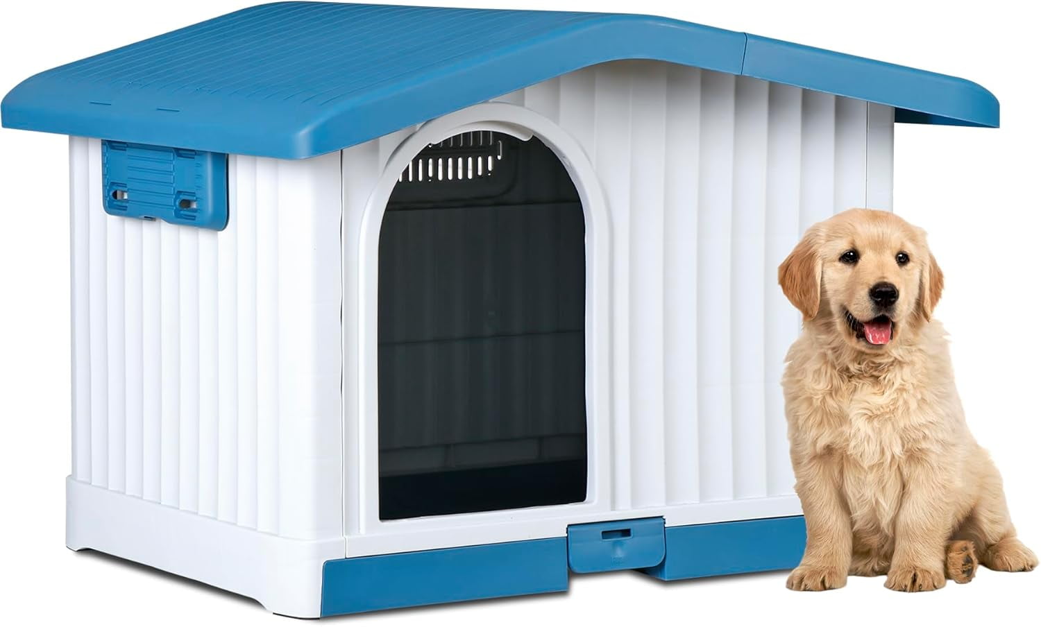 Large Plastic Dog House Indoor Outdoor Dog Kennel Waterproof Puppy