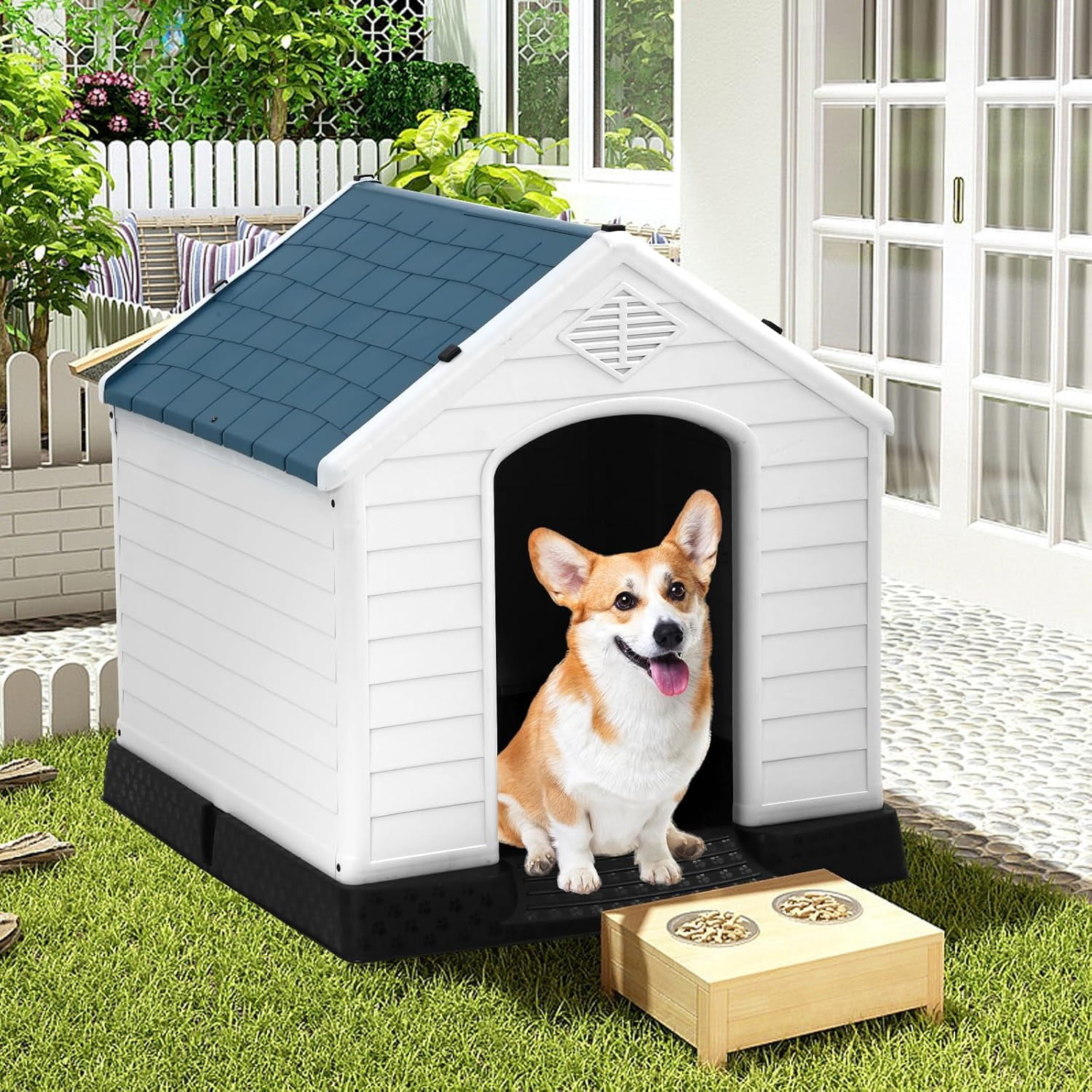 Large Plastic Dog House, Outdoor Indoor Insulated Dog House, for Small