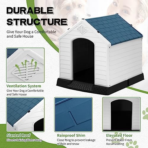 Large Plastic Dog House, Outdoor Indoor Insulated Dog House, for Small