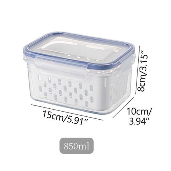 Large Plastic Food Storage Containers for Fridge | Fruit & Vegetable Organizer Bins with Removable Colander & Airtight Lid | 1-Piece for Kitchen, Freezer & Pantry Organization