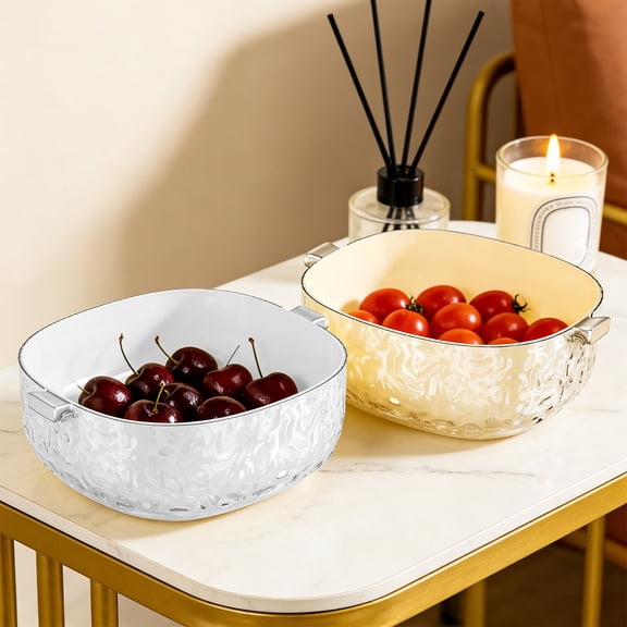 Large Plastic Fruit and Snack Serving Tray with Detachable Draining Base for Vegetables, Candy and Coffee Table Use