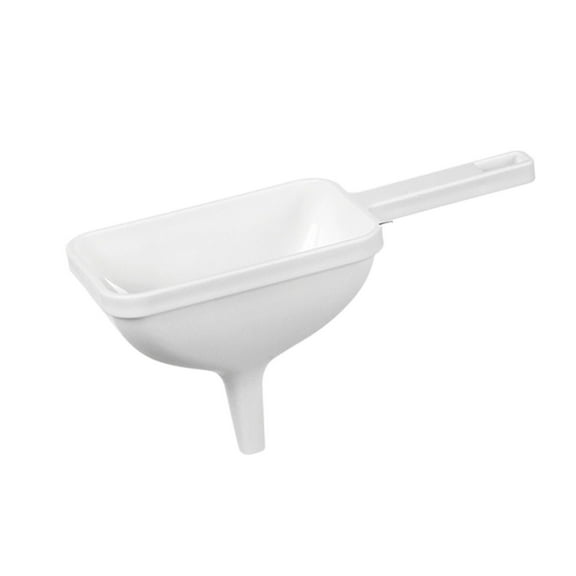 Large Plastic Kitchen Funnel with Handle | 7.87-Inch Wide Mouth Oil & Wine Pouring Tool | Multi-Purpose Funnel for Liquids, Powders & Grains | Dishwasher Safe White Funnel for Cooking & Baking