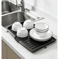 thumbnail image 1 of Large Plastic Kitchen Tray | 17.6 x 12.2 Inch Rectangular Dish Drying Rack | Multi-Purpose Drain Board for Dishes, Fruits & Vegetables | Space-Saving Hanging Hole | Countertop Organizer, 1 of 10
