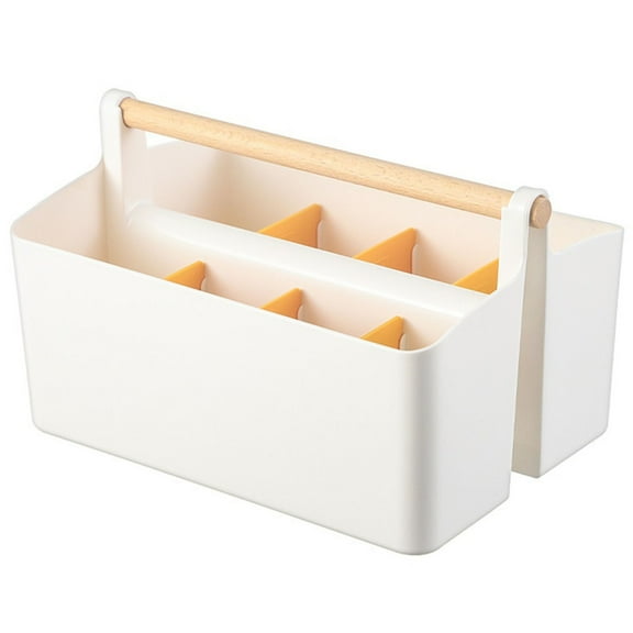 Large Plastic Portable Caddy with Handle and Adjustable Dividers for Art Supplies, Crafts