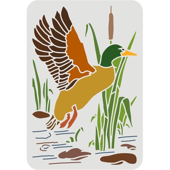 Large Plastic Reusable Drawing Painting Stencils Templates for Painting on Scrapbook Fabric Tiles Floor Furniture Wood Rectangle Duck Pattern 297x210mm