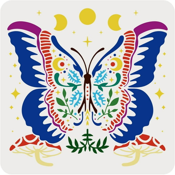 Large Plastic Reusable Drawing Painting Stencils Templates for Painting on Scrapbook Fabric Tiles Floor Furniture Wood Square Butterfly Pattern 300x300mm