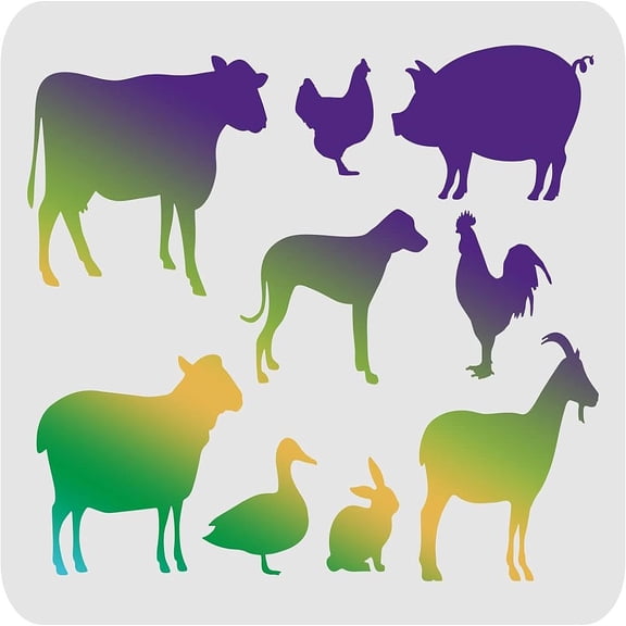 Large Plastic Reusable Drawing Painting Stencils Templates for Painting on Scrapbook Fabric Tiles Floor Furniture Wood Rectangle Animal Pattern