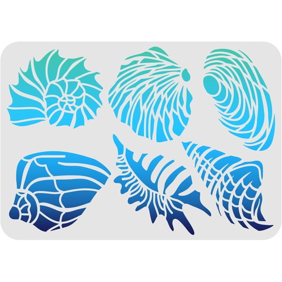 Large Plastic Reusable Drawing Painting Stencils Templates for Painting on Scrapbook Fabric Tiles Floor Furniture Wood Rectangle Shell Pattern