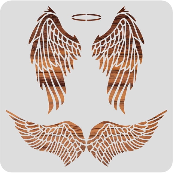 Large Plastic Reusable Drawing Painting Stencils Templates for Painting on Scrapbook Fabric Tiles Floor Furniture Wood Square Wing Pattern