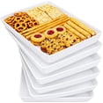 thumbnail image 1 of Large Plastic Serving Trays, 14.5" x 9.5" Reusable Food Serving Platters, White Catering Trays for Parties, Buffet, Snacks, Fruit, Appetizers & Charcuterie, BPA-Free, Set of 6, 1 of 3
