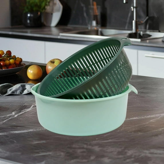 Large Plastic Sink Drain Basket for Vegetables and Fruits, Double Drainage Food Grade Storage Basket with Filter for Kitchen Countertop